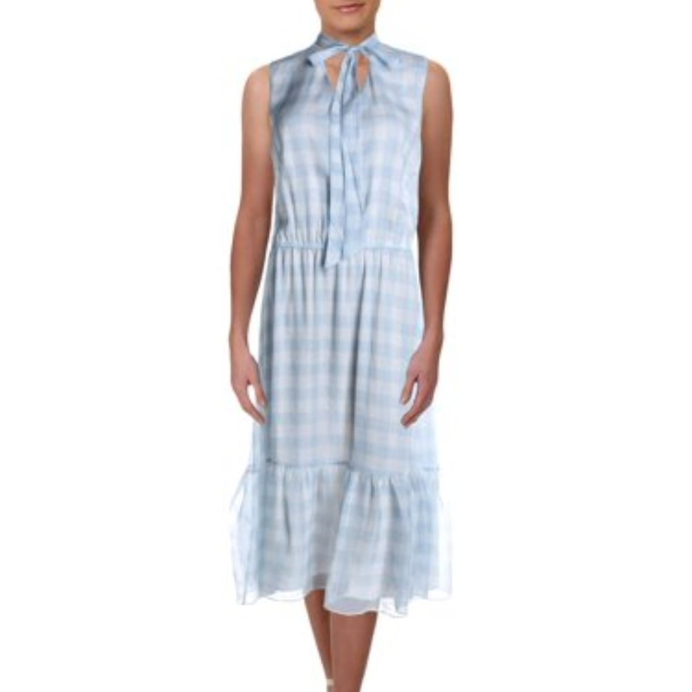 Lauren Ralph Lauren Womens Kandilla Plaid Tie-Neck